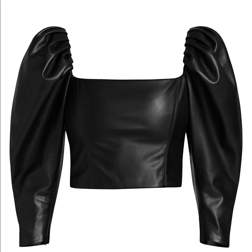 Alice & Olivia Vegan Leather Crop Top